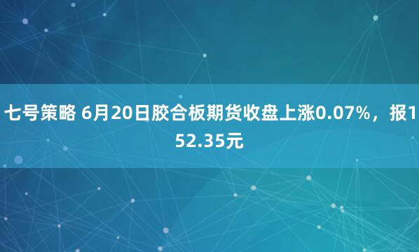 七号策略 6月20日胶合板期货收盘上涨0.07%，报152.35元
